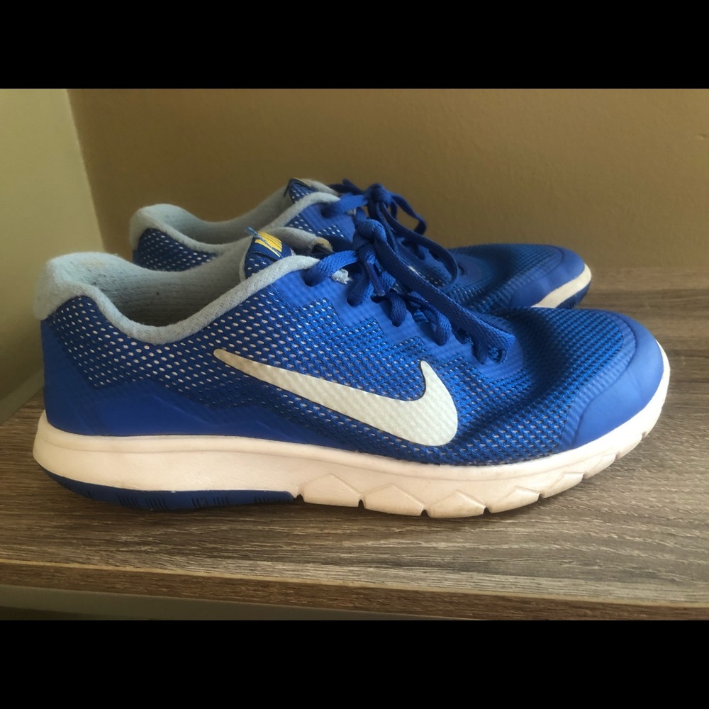 Blue Nike running shoes
